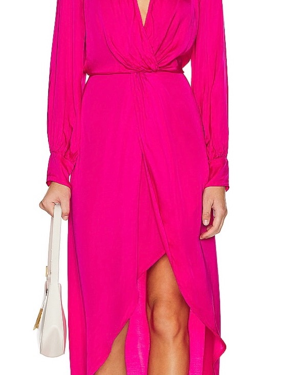Young Fabulous & Broke Hot Pink Wrap Midi Dress